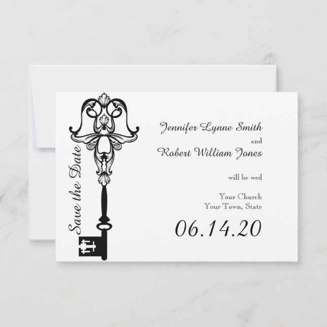 Save The Date Noir et blanc mariage Enregistrer la date (Devant)