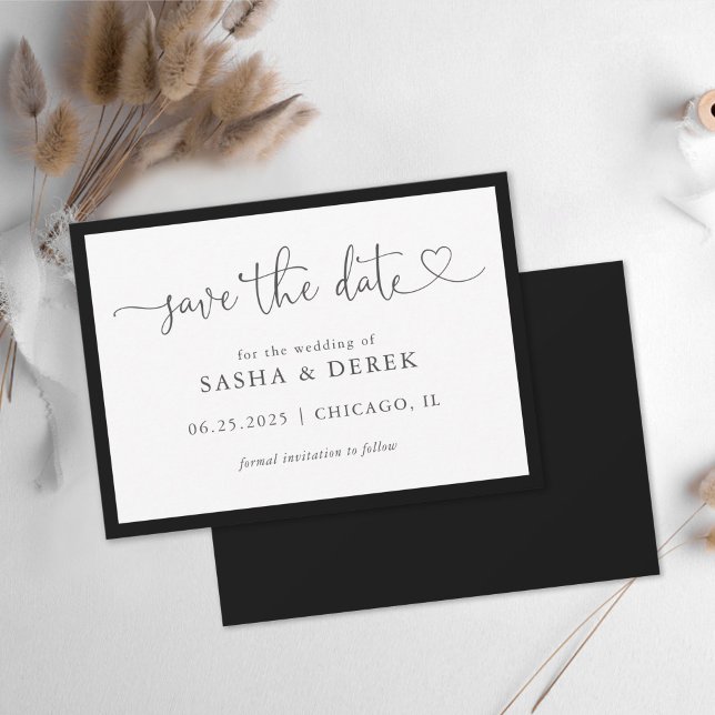 Save The Date Noir et blanc Simple moderne Enregistrer la date (Créateur téléchargé)