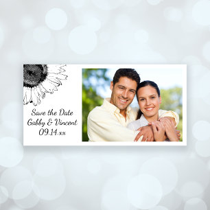 Save The Date Noir et Blanc Sunflower Mariage Enregistrer la dat