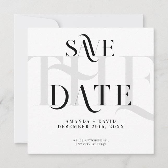 Save The Date Noir minimal moderne et blanc (Devant)