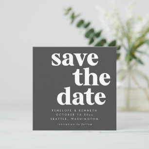 Save The Date Noir minimaliste moderne et blanc simple Gras