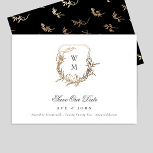 Save The Date Noir Or Blanc Classic Monogram Crest Mariage