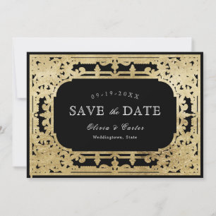 Save The Date Noir & or élégant mariage romantique vintage