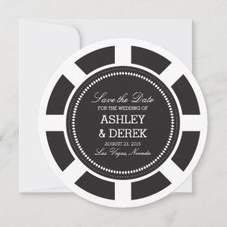Save The Date Noir Poker Chip Wedding Enregistrer la date