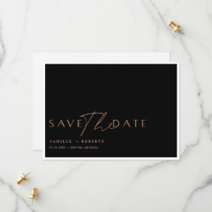 Save The Date Noir & Rose moderne & élégant Blush Gold Script