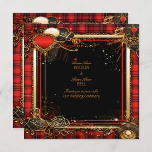 Save The Date Noir rouge Noël et Mariage or