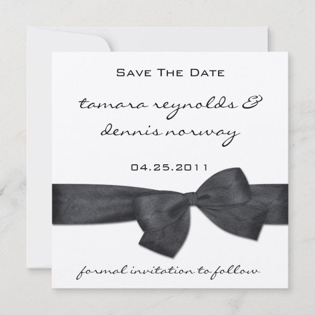 Save The Date Noir Ruban Silver Metallic Enregistrer La Date (Devant)