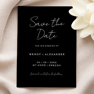 Save The Date Noir Simple Moderne Script Enregistrer La Date