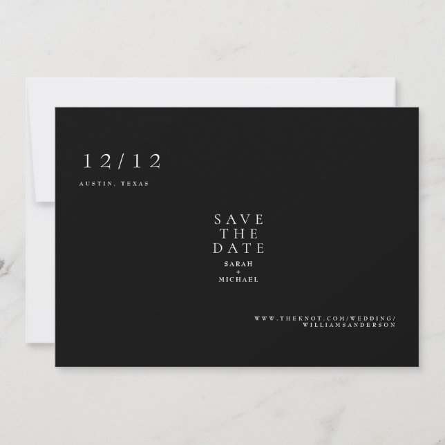 Save The Date Noir Texte simple Mariage seulement Enregistrer la (Devant)