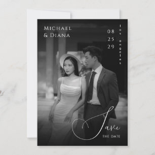 Save The Date Noir transparent foncé Photo Vintage Mariage