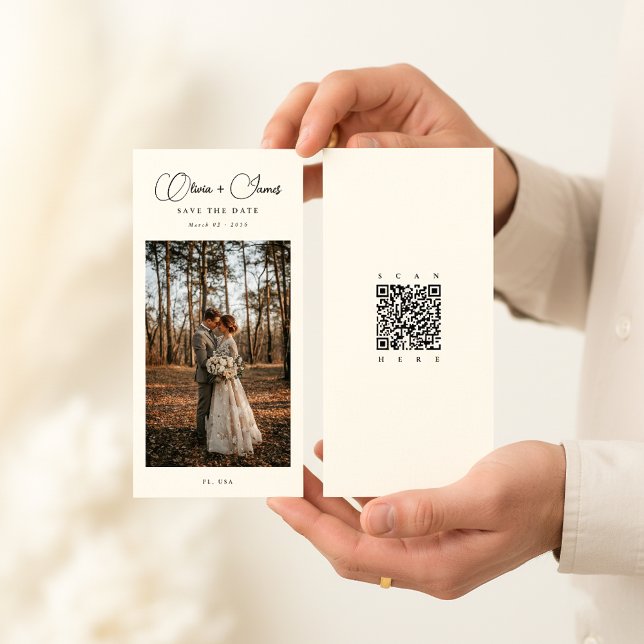 Save The Date Noms Élégants | Code QR de signet de script (Créateur téléchargé)