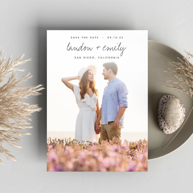 Save The Date Noms esquissés | Photo verticale (Créateur téléchargé)