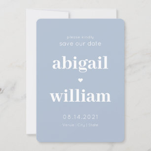Save The Date Non Photo Dusty Bleu Simple Moderne Minimaliste