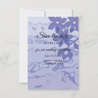 Save The Date Non Photo Elegant Blue Floral Enregistrer la date