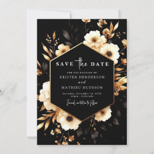 Save The Date Non-Photo Romance Gold et Mariage noir