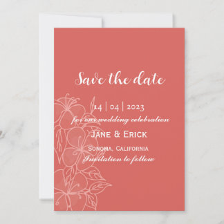 Save The Date Non Photo Simple Coral Couleur Floral