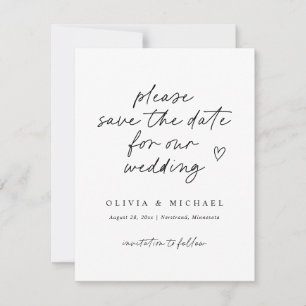 Save The Date Note d'amour moderne écriture manuscrite mariage S