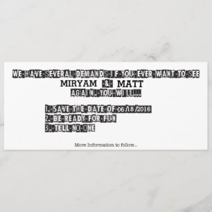 Save The Date Note de rançon - faites gagner la date