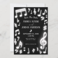 Notes de musique qui brillent dans le noir Mariage