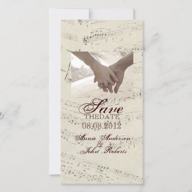 Save The Date Notes de musique romantique moderne Mariage de mus (Devant)