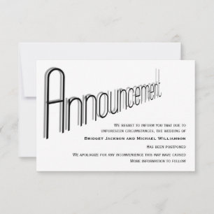 Save The Date Notification du mariage reportée