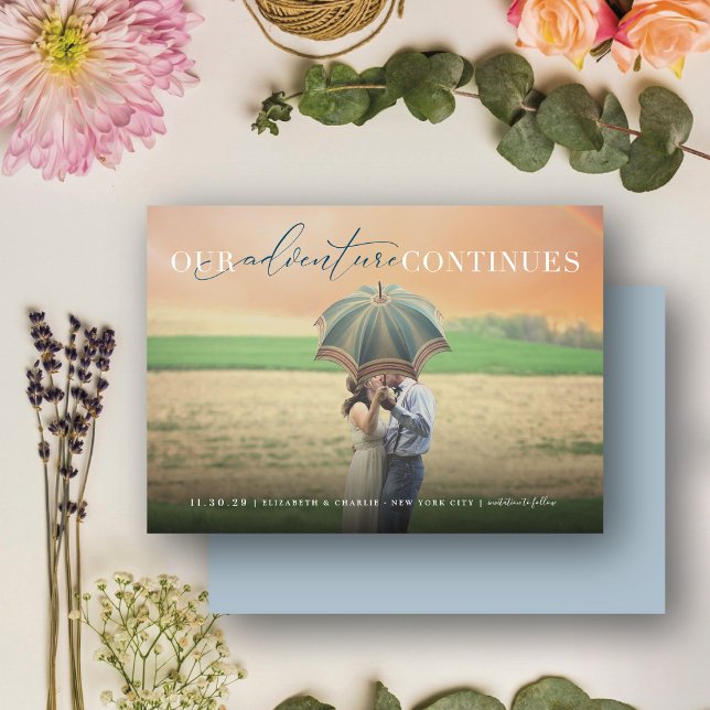Save The Date Notre Aventure Continue Chic Script Photo Élégante (Créateur téléchargé)