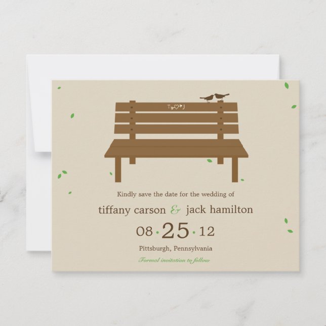 Save The Date Notre Banc Mariage Faire Part de Date de Sauvegard (Devant)