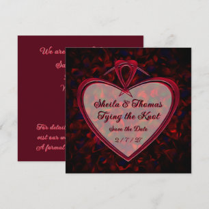 Save The Date Nouer le Nœud Pétales de Rose Rouge Cœur