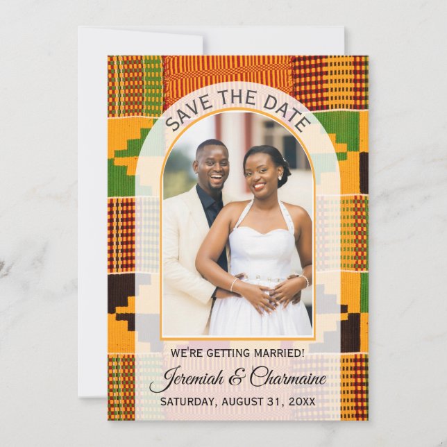 Save The Date NOUS ALLONS NOUS MARIER MARIAGE Ghanéen KENTE (Devant)