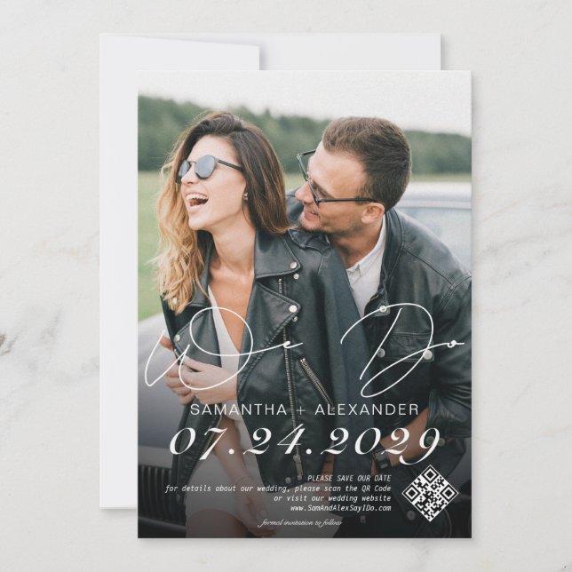Save The Date Nous faisons 4 Photo Moderne Gribouillis Script No (Devant)