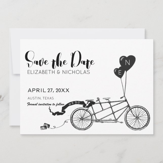Save The Date Nous Faisons Tandem Bicycle Photo Enregistrer La D (Devant)