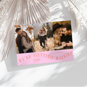 Save The Date Nous nous marions Multi Photo Orange Rose