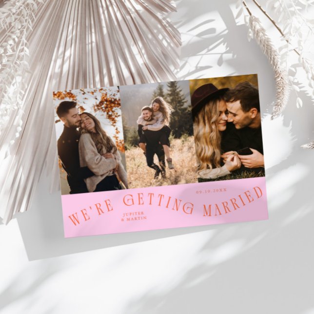 Save The Date Nous nous marions Multi Photo Orange Rose (Créateur téléchargé)