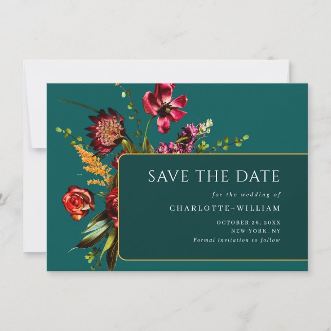 Save The Date Nouveau code QR de mariage Fleurs de jardin (Devant)