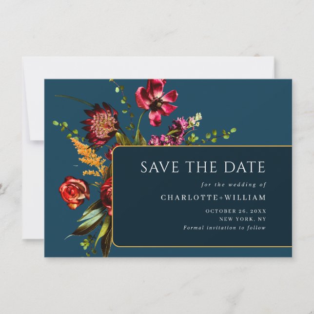 Save The Date Nouveau Code QR Mariage Fleurs Jardin (Devant)