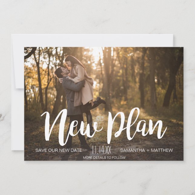 Save The Date Nouveau plan Photo Mariage reporté (Devant)