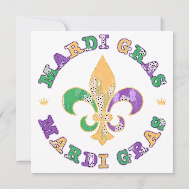 Save The Date Nouvelle-Orléans Mardi Gras Fleur De Lis (Devant)