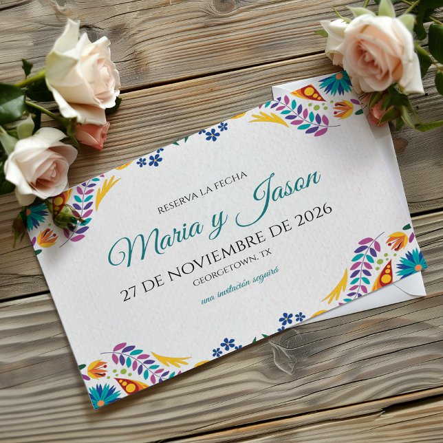 Save The Date Nuestra Boda Fleurs Botaniques Mariage Espagnol (Nuestra Boda Flowers Botanical Spanish Wedding Save The Date)
