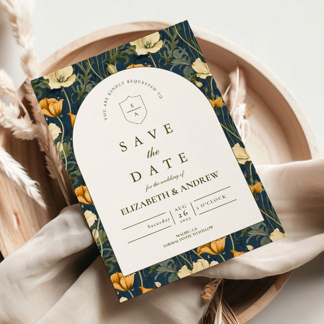 Save The Date Nuit Bleue Florale Élégante Mariage (Créateur téléchargé)