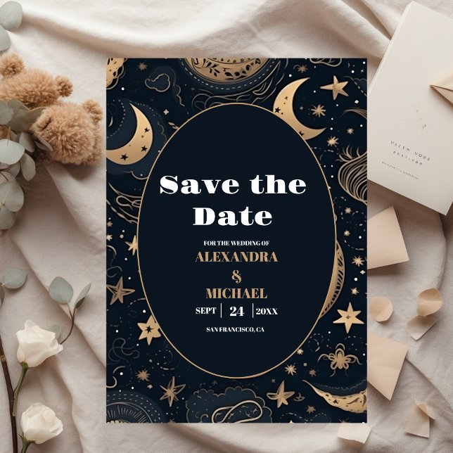 Save The Date Nuit Bleue Or Céleste Mariage (Créateur téléchargé)
