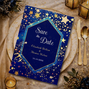 Save The Date Nuit céleste magique aux étoiles dorées pour un ma