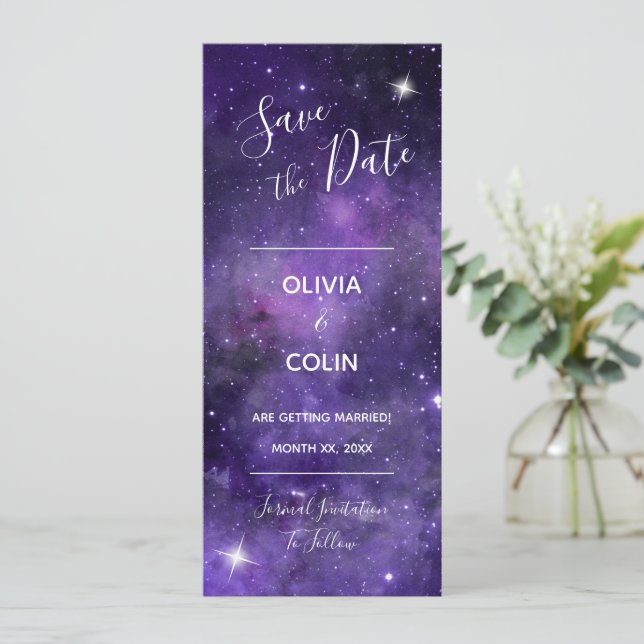 Save The Date Nuit Céleste Mariage Violet (Debout devant)