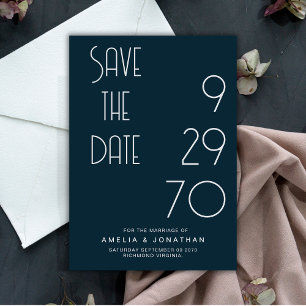 Save The Date Nuit marine mat simple mariage minimaliste à reten