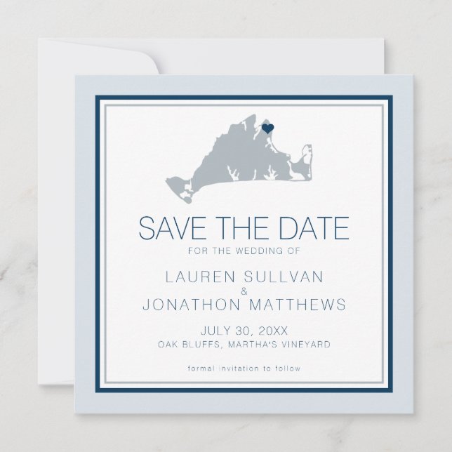 Save The Date Oak Bluffs Martha's Vineyard Map Enregistrer la da (Devant)