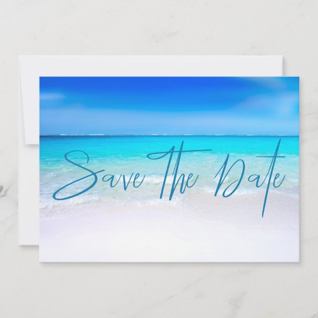 Save The Date Ocean Beach Sand Destination Blue (Devant)