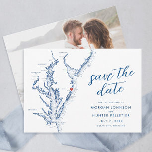 Save The Date Ocean City Maryland Map Mariage moderne minimalist