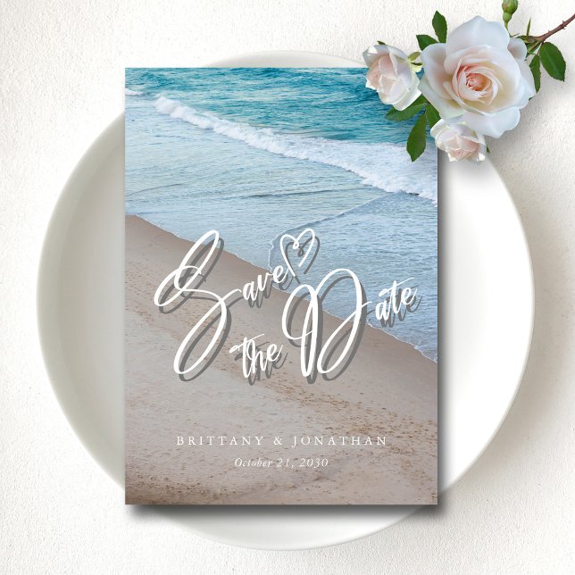 Save The Date Ocean Love : Elegant Beach Wedding Enregistrer La  (Ocean Love Elegant Beach Wedding Save The Date)