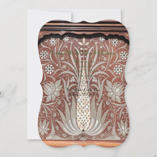 Save The Date Oeuvre Art Nouveau en bois, belle originale, belle (Devant)