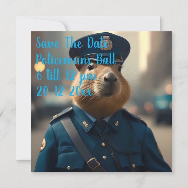 Save The Date Officier Capybara : Garder la paix, (Devant)