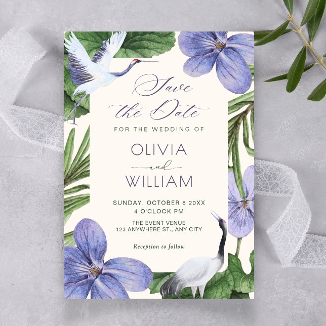 Save The Date oiseau décoratif floral (Créateur téléchargé)
